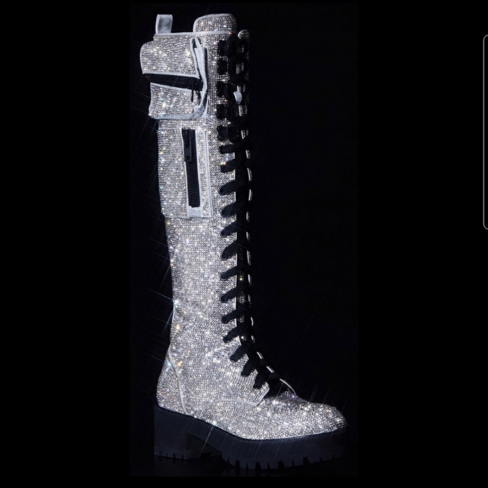 ISO billionaire bling knee high platform boots 11 - Picture 1 of 4